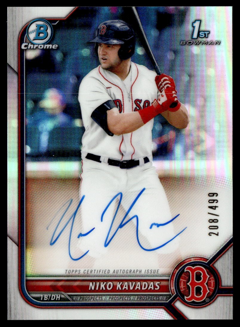 2022 Bowman Niko Kavadas Chrome 1st Auto Refractor Red Sox /499