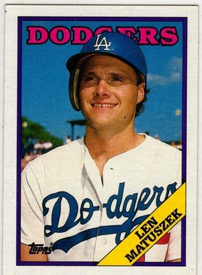 1988 Topps Baseball Len Matuszek No. 92 Los Angeles Dodgers