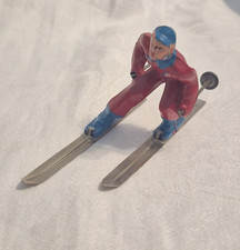 Vintage Barclay Manoil Red Skier Winter Scene Made in USA