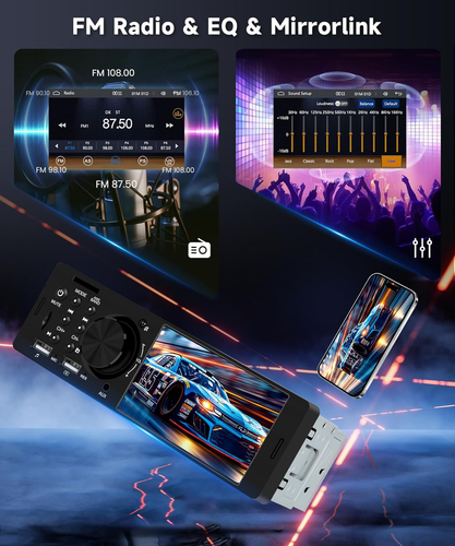 Hodozzy USB Radio Coche 1 DIN Con Pantalla De 4 Pulgadas, Carplay Y Android Auto - Imagen 5 de 12