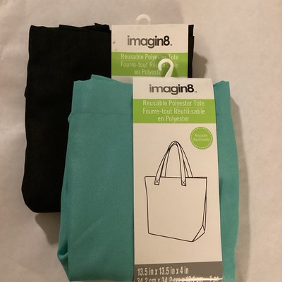 2 Imagin8 Reusable Polyester Tote Bags Great For Crafting 13.5  X 13.5  X 4  New
