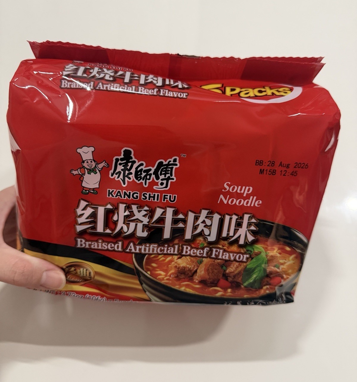 Kang Shi Fu Braised Beef Flavor Instant Ramen Noodles 106g x 30 Packs whole box