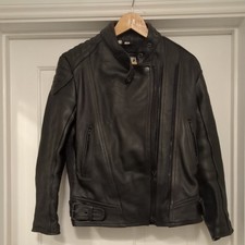 CLASSIC KETT BLACK LEATHER BIKER JACKET: SIZE 12