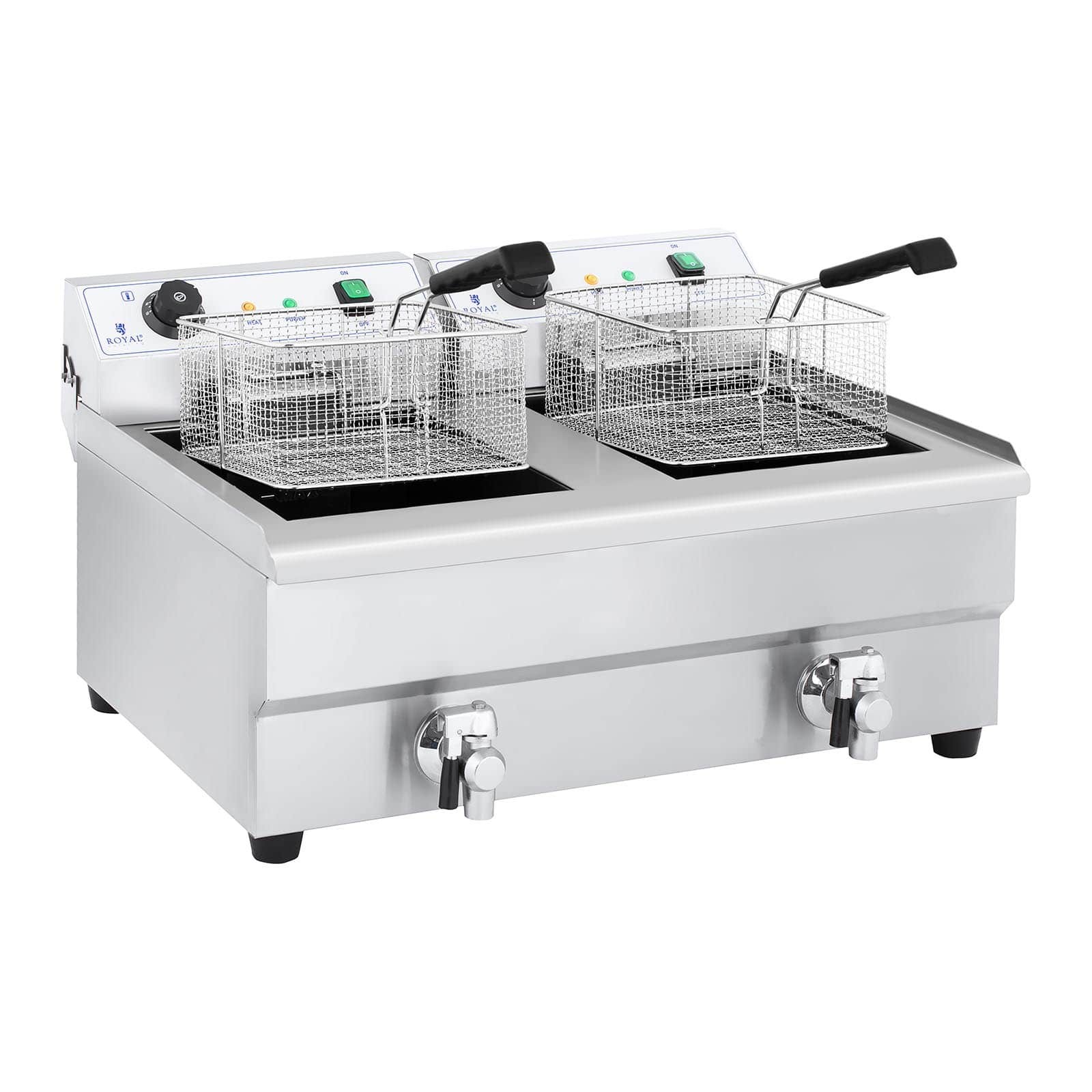 Friteuse double professionnelle 2 x 3200w en acier inox brossé de haute durabilité