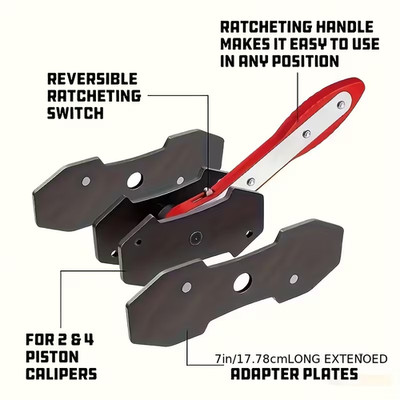 Brake Caliper Compression Tool, Brake Caliper Tool With 360 Degree Swing Ratchet