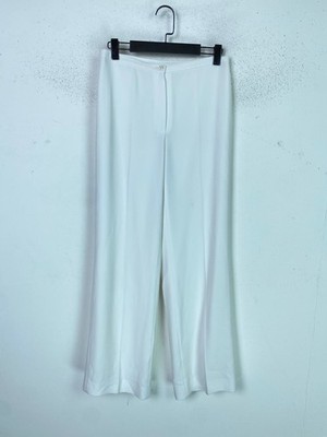 Basler White Plain Wide Leg High Rise Trousers UK 10