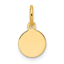 14k Yellow Gold Plain .009 Gauge Round Engravable 7.5mm Disc Charm Pendant