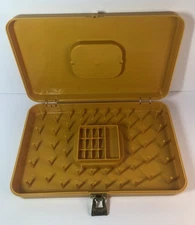 VTG Plastic Wilson Wil Hold Sewing Thread Storage Case Box Mustard Yellow MCM
