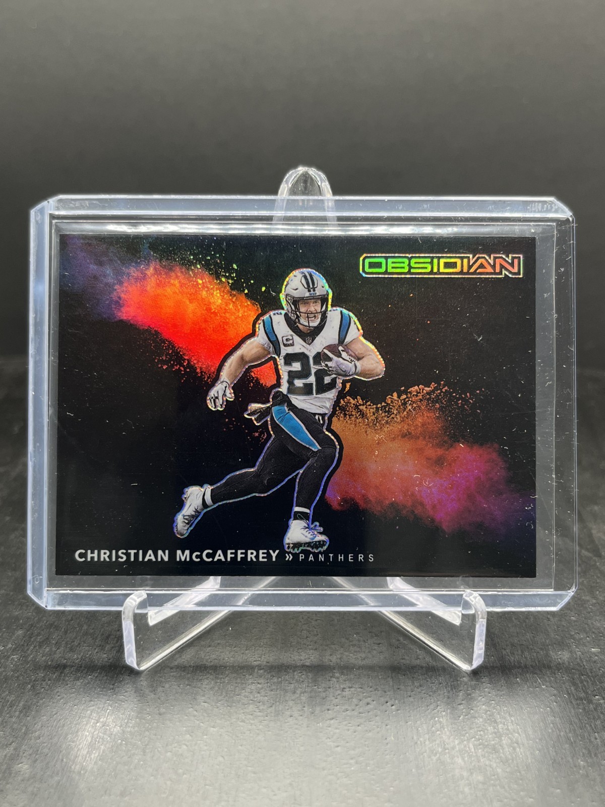 2021 Panini Obsidian Football Christian McCaffrey Black Color Blast SP #CB-8