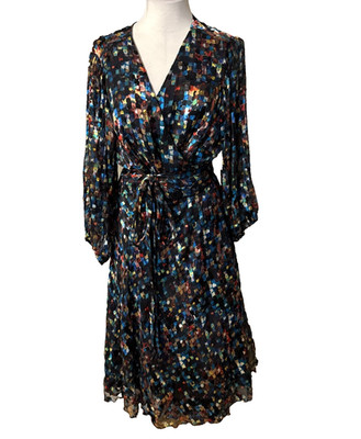 Maree Pour Toi Wrap Maxi Dress 20 Colorful Flowy Kalediscope Silk MIx NEW $179