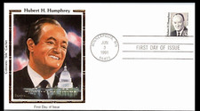 HUBERT HUMPHREY VICE PRESIDENT & SENATOR 1991 COLORANO SILK CACHET   FDC UNADDR