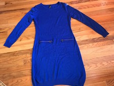 MARC NEW YORK ANDREW MARC SWEATER DRESS WITH ZIPPERS BLUE WOMENS SZ L LARGE