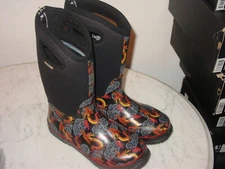 Kids Bogs Black "Classic High Dragon" 52272 Winter Insulated Youth Boots Size 5Y