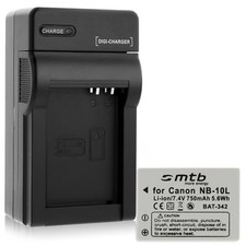 Batterie NB-10L + Chargeur pour Canon PowerShot G15, G16, G1X, SX40 HS, SX50 HS