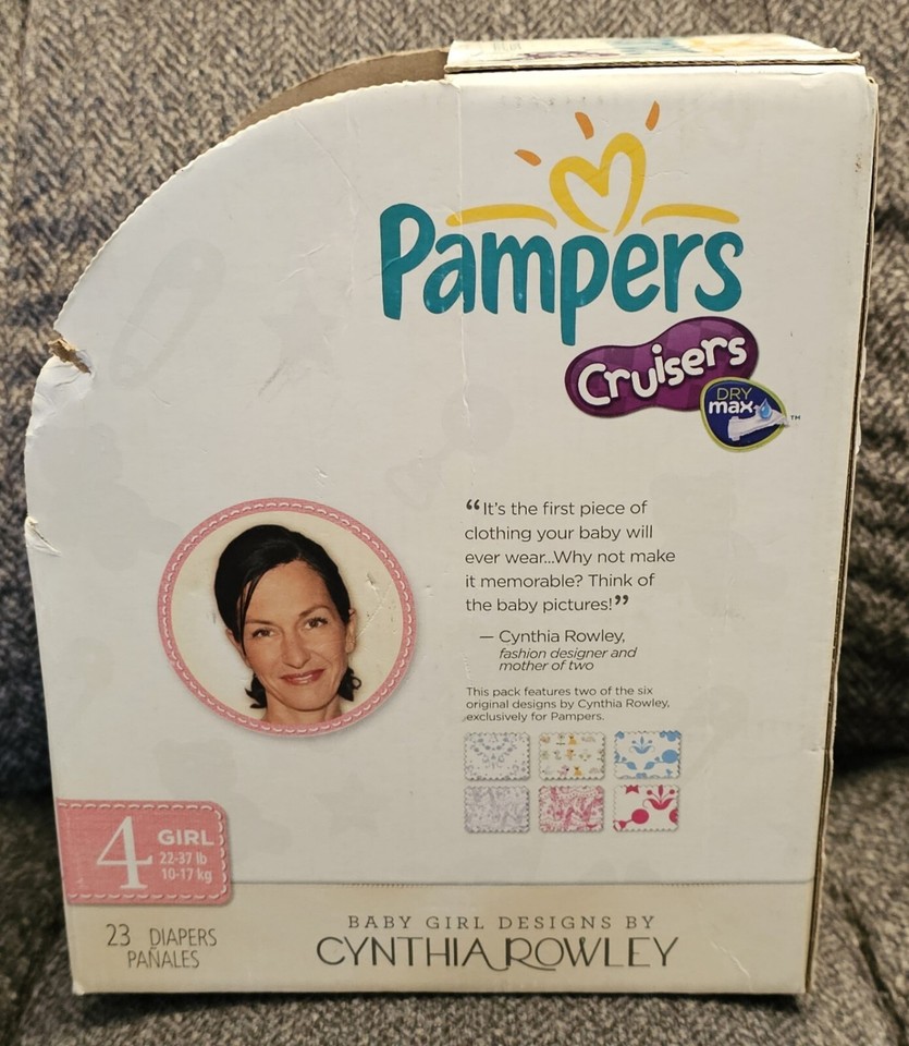 Vintage 15 Diapers Baby Girl Size 4 (2237 LB) Pampers Cruisers Cynthia