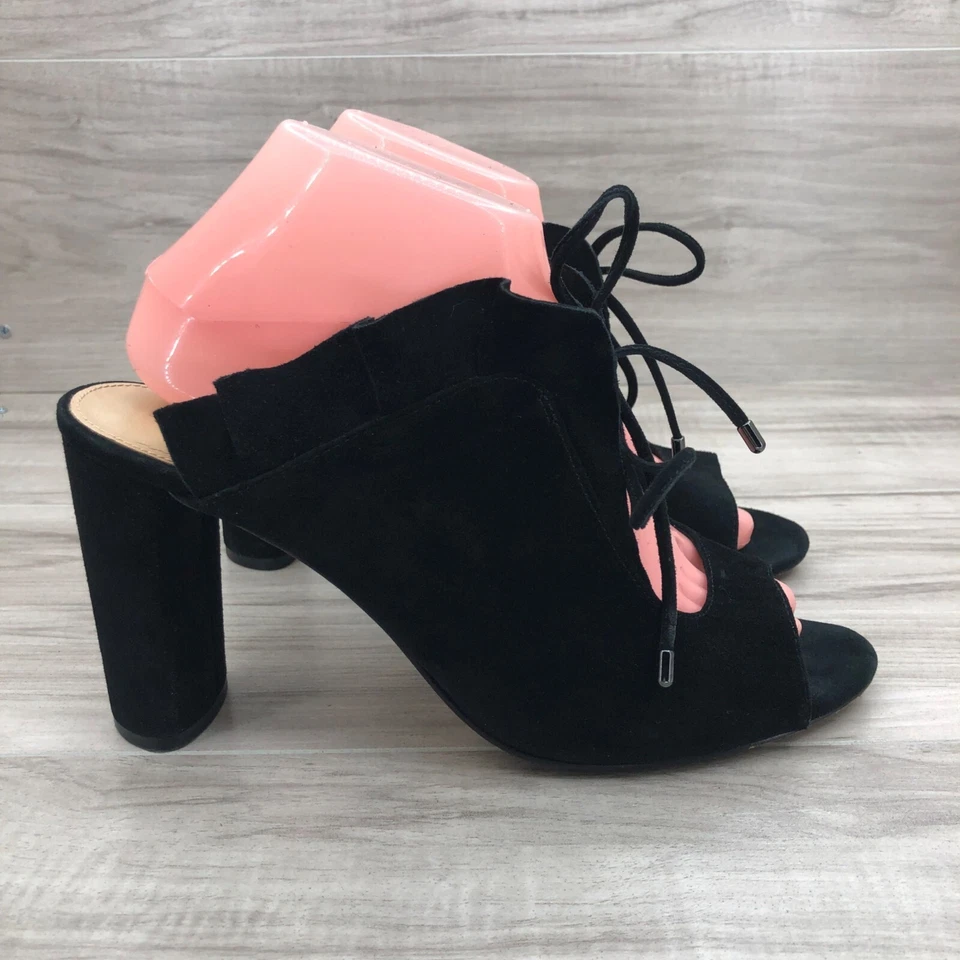 Antonio Melani Sandals Womens 9M Black Suede Tie Heeled Shoes - Image 3 of 4