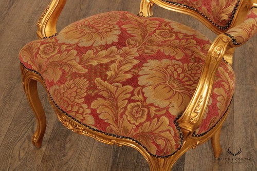 French Louis XV Style Giltwood Fauteuil Armchair - Picture 5 of 12