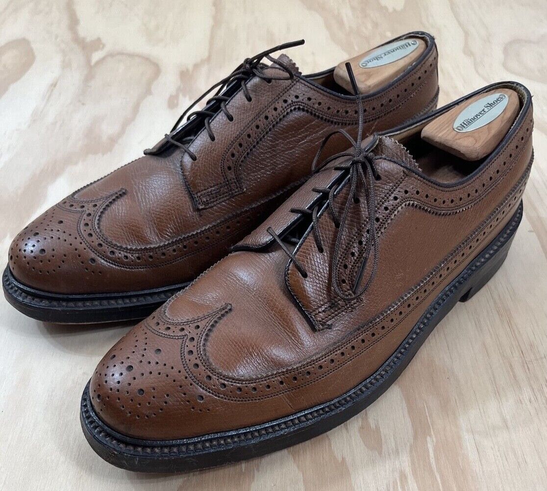 florsheim imperial kenmoor vintage v-cleat long wing wingtip shoes 9.5 c 93602