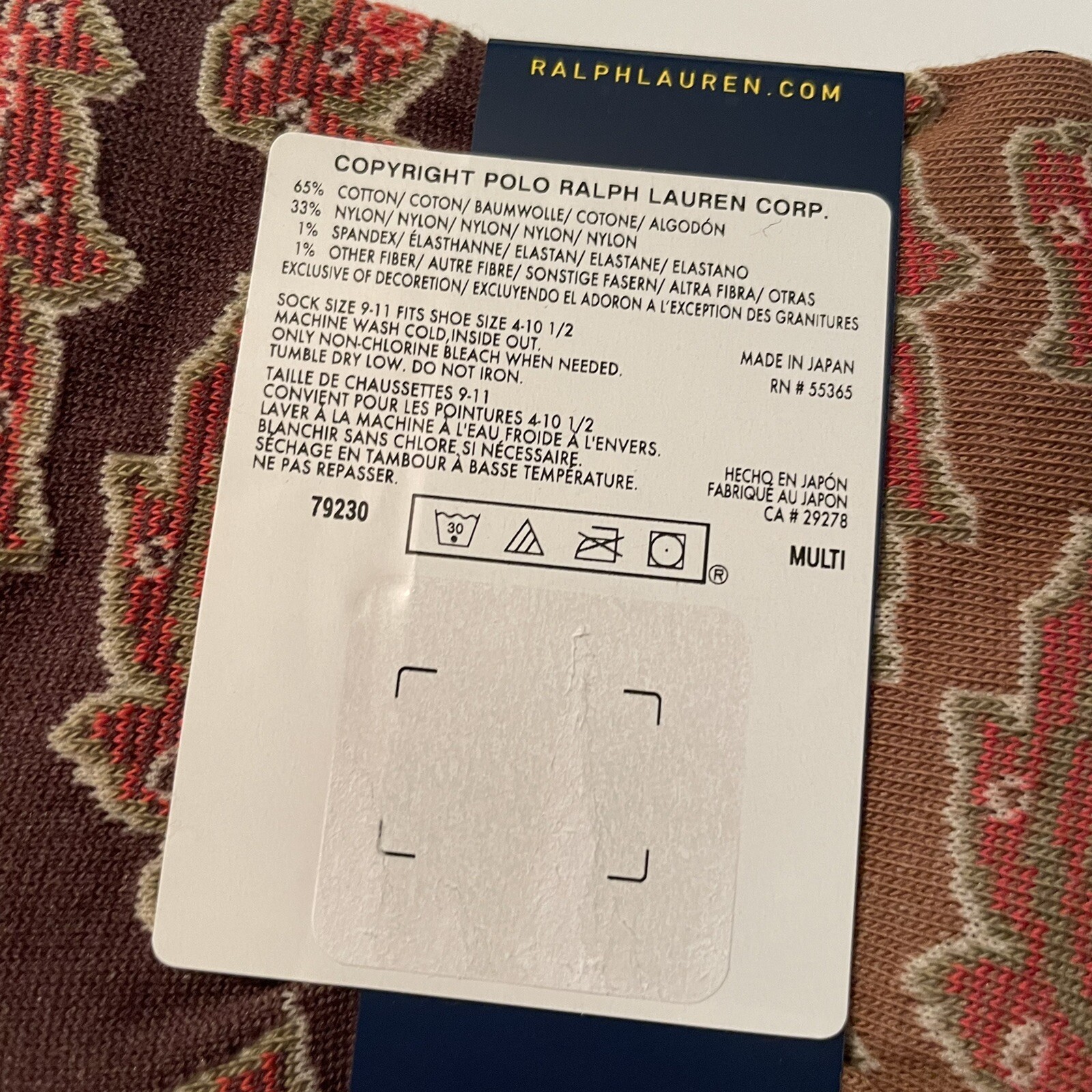 Polo Ralph Lauren donna Paisley Crew calze marroni polo pony