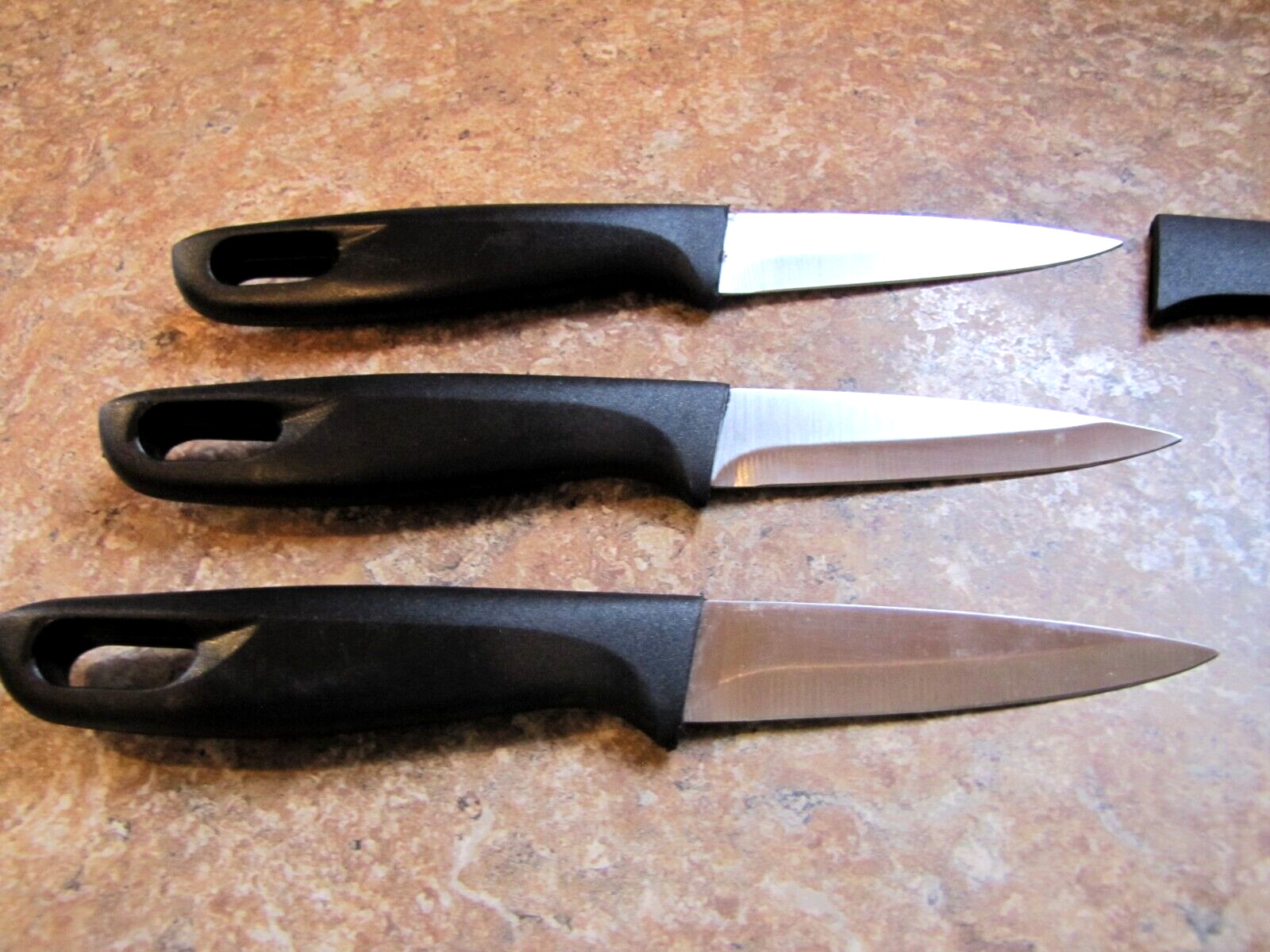 3" Black Kuchen Messer Paring Peeling Cutting Knife Lot of 3 With Blade Covers