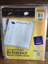 100 Avery Advantages 8 1/2"x 11" Clear Sheet Page Protectors Office Scrapbooking