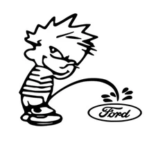 Calvin Peeing on Ford Logo Vinyl Decal Multiple Colors and Sizes