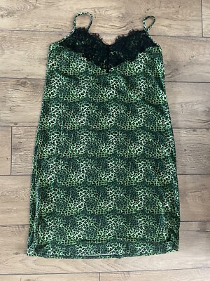 Ladies Simply Be Green Animal Print Shift Dress With Lace Detail