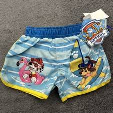 NEW PAW PATROL Baby Boy Swim 3-6 mo Trunks Shorts Colorful Lined Chase Marshall