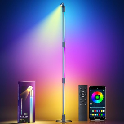 53'' RGBIC LED Corner Floor Lamp Music Sync 16 Million DIY Colors Standing Lights