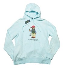 Polo Ralph Lauren Men's Blue Tie-Dye Fishing Polo Bear Fleece Pullover Hoodie