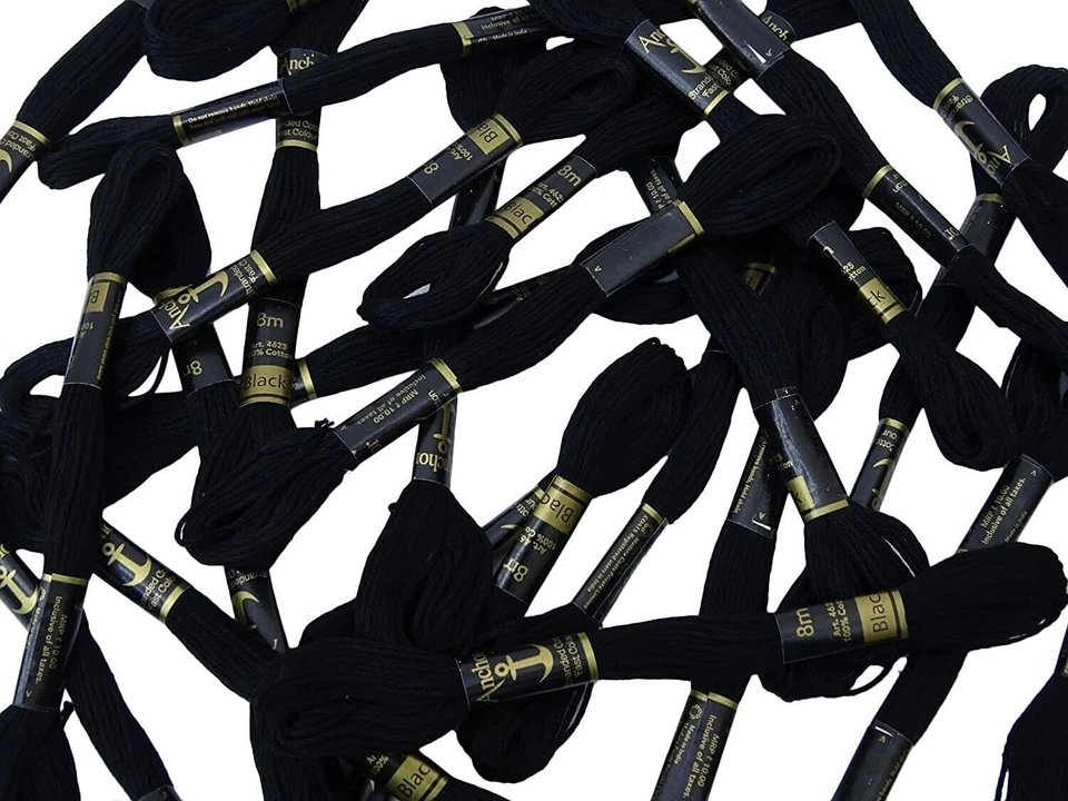 Anchor Cotton Thread Stranded Floss Hand Embroidery Threads Cross Stitch Black - Image 3 of 4