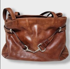 Vintage Los Robles Polo Time Quality Leather Shoulder Bag W/ Accent Buckles