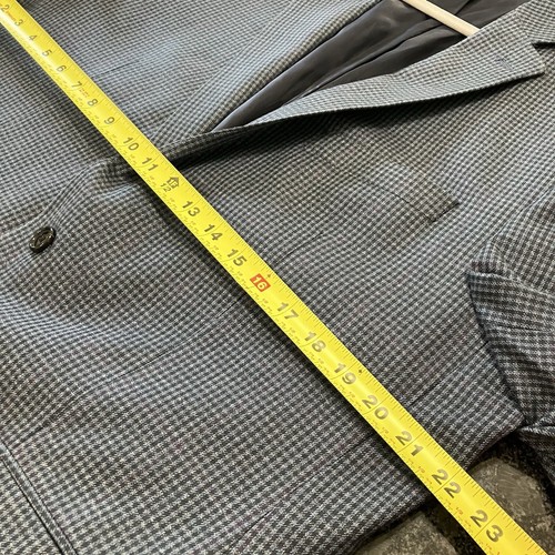 Ralph Lauren 46R Silk Wool Glen Plaid Blazer Blue on Black Tweed Sport Coat EUC - Picture 9 of 17