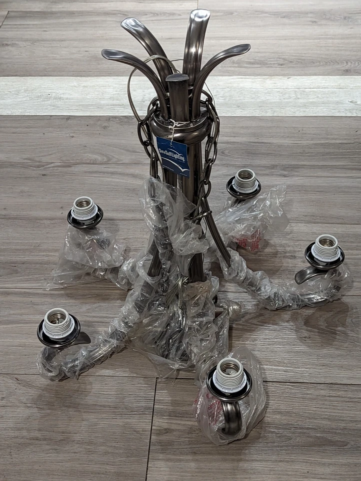 Lámpara de techo Sea Gull Rialto 5 luces 26" níquel cepillado 31361-829 Foto 2 de 4