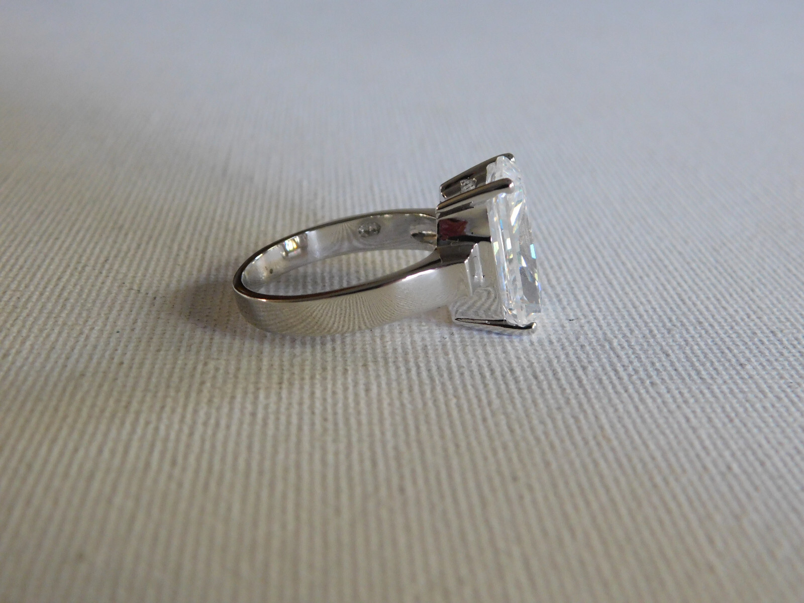 Sterling Silver Clear Stone Large Rectangle State… - image 5