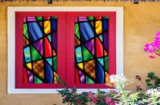 3D Lump Color A874 Window Film Print Sticker Cling Stained Glass UV Sinsin