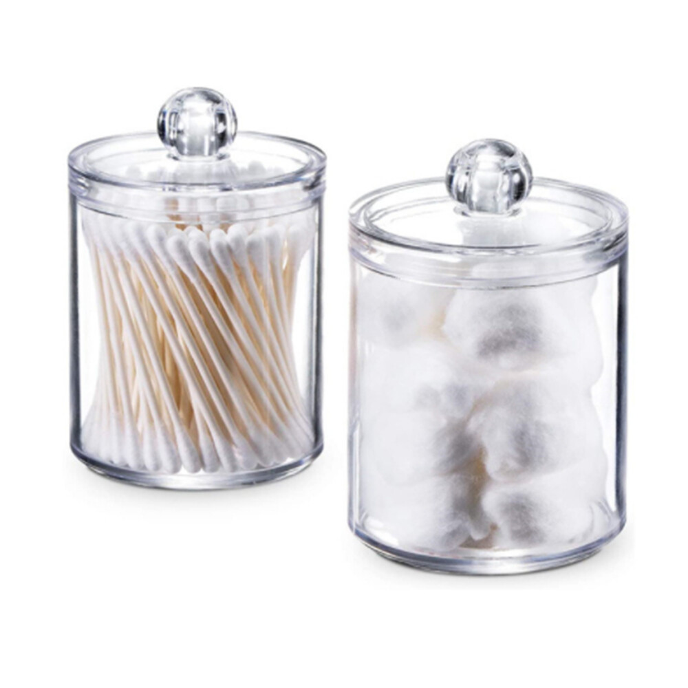 3 Pack Clear Acrylic Makeup Holder For Cotton Balls, Swabs And Bathroom