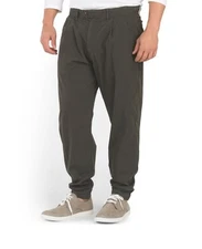 Feathers Twill Jogger Pants Size 33 Olive Green Urban Casual Men's 