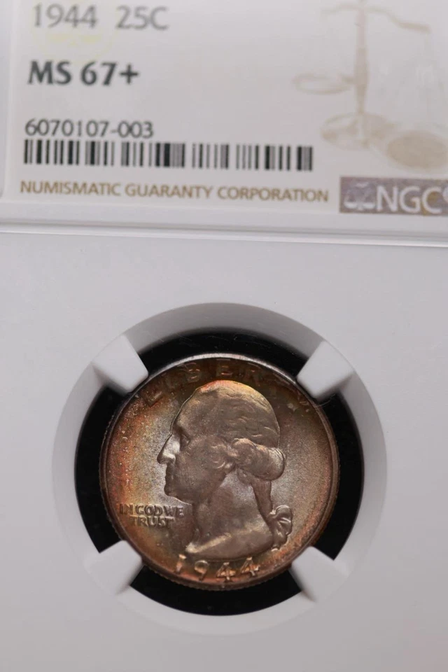 1944 Washington Silver Quarter NGC MS67+ Toned Gem *DoubleJCoins* 9101-78 - Image 2 of 4