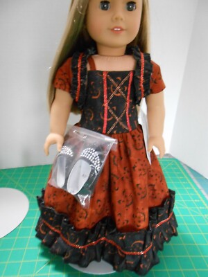 3 pc Dress Set Kitty Cat Print for 18'' American Girl Doll or Similar Size Doll