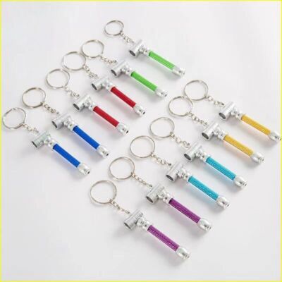 9/12PCS Portable Mini Colorful Metal Keychain Pipe for Hanging on Your Backpack