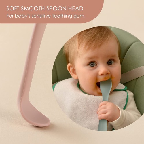 6-Piece Silicone Baby Feeding Spoons First Stage Infant Spoons Soft-Tip Easy ... - Picture 3 of 7