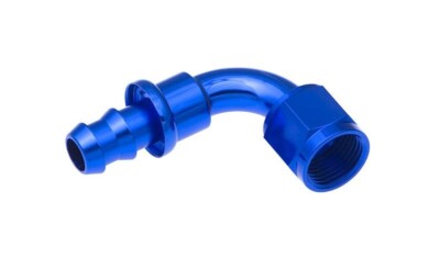 Redhorse 2090-06-1 Hose Barb Fitting, -6AN Female to Push Lock, 90 Degree, Blue