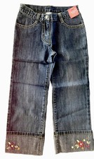NWT Gymboree Autumn Highlands Cuffed Flower Embroidered Jeans Pants 5 NEW