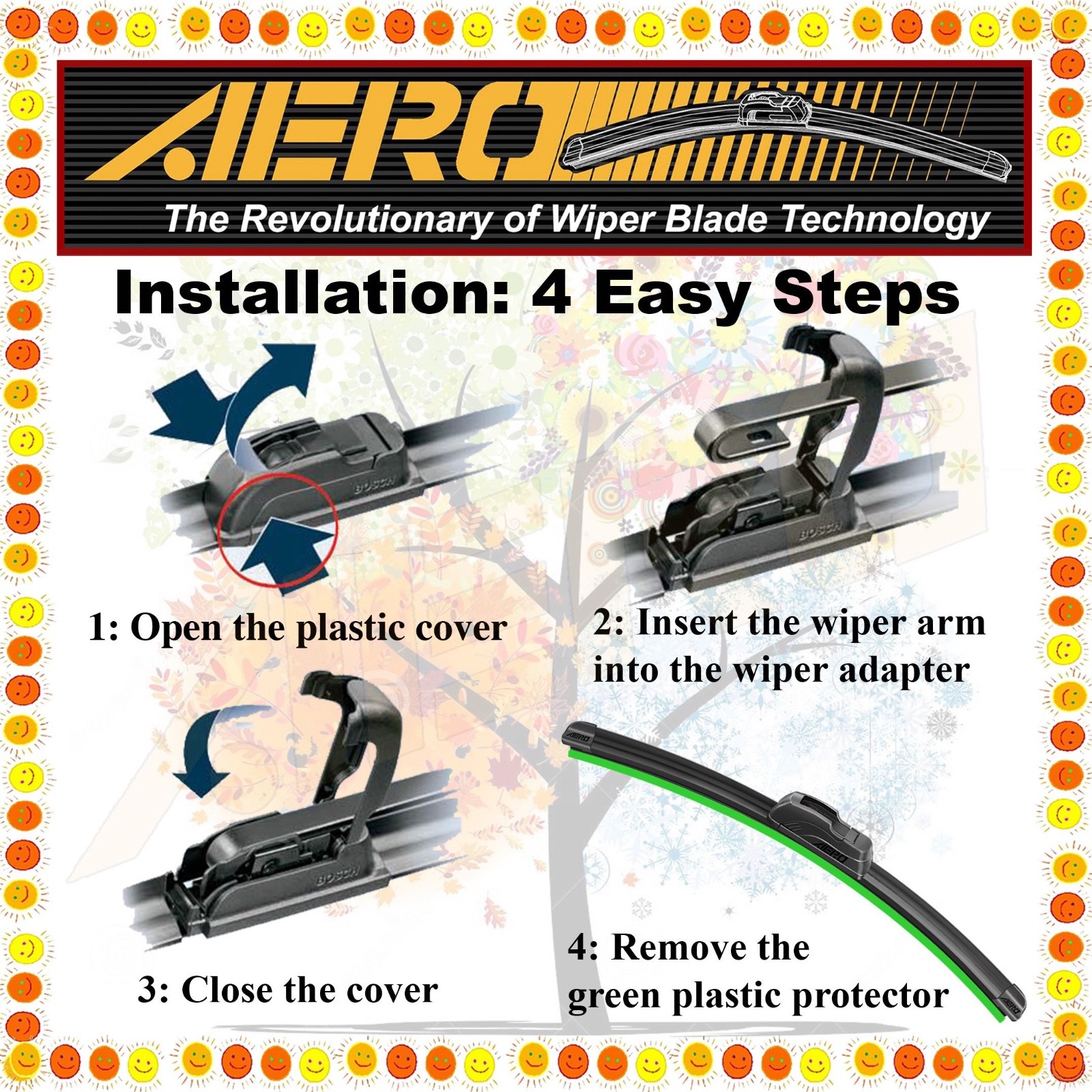 AERO 24" & 22" PREMIUM QUALITY SUMMER WINTER BRACKETLESS WINDSHIELD