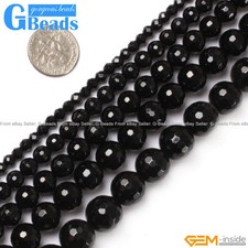 Natural Black Agate Onyx Gemstone Faceted Round Beads Free Shipping 15" 4mm-20mm