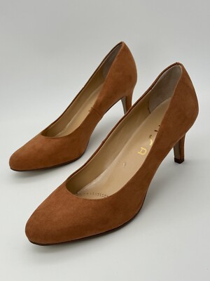Unisa Women Suede Pump Point Toe Beige Arced Slip On Heels