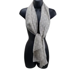 Women's Scarf Sheer Beige Brown Polka Dot Design 15"/62" Rectangle Wrap