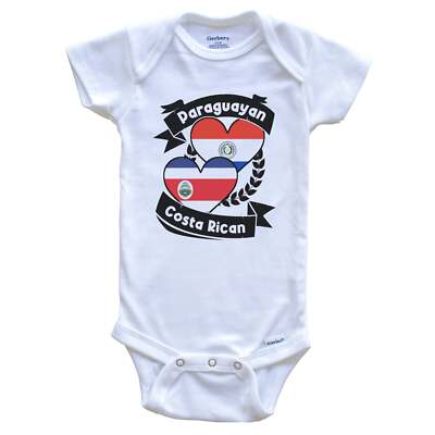 Paraguayan Costa Rican Heart Flags Paraguay Costa Rica Baby Bodysuit