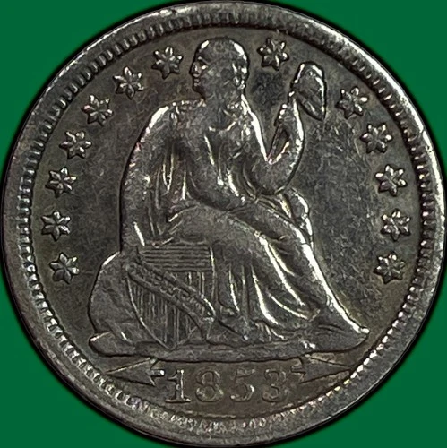 1853 Seated Liberty Dime Extremely Fine XF Coin, Old Cleaning #29037